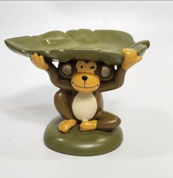 Monkey Leaf Soap Trinket Candle Dish Pottery/Acrylic