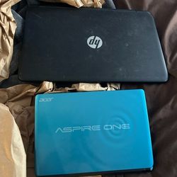 Selling Black HP Laptop And Baby Blue Acer 1 Laptop