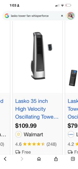 Lasko Whisperfeorce Tower Fan! Used for maybe less than a month
