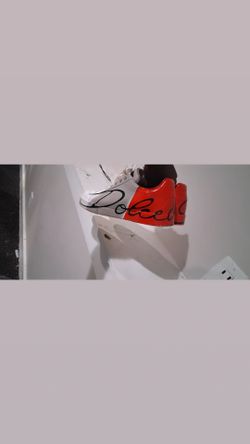 DOLCE & GABBANA Shoes White Red Leather Logo Portofino Sneakers