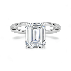 1.00 Carat White Gold Solitaire Engagement Ring with IGI Certified Emerald Cut Lab Grown Diamond.