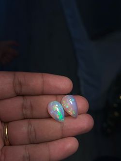 Natural Ethiopian Opal Pair Lot 14.25 Ct Pear Cabochon