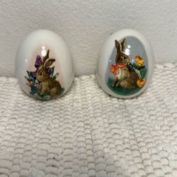 Vintage Ceramic Easter Eggs / Set Of 2 