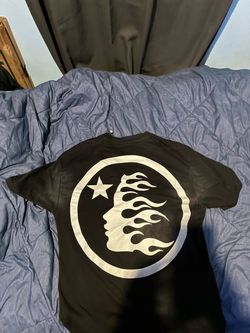 Black Graphic T-Shirt with Flame Face Logo
