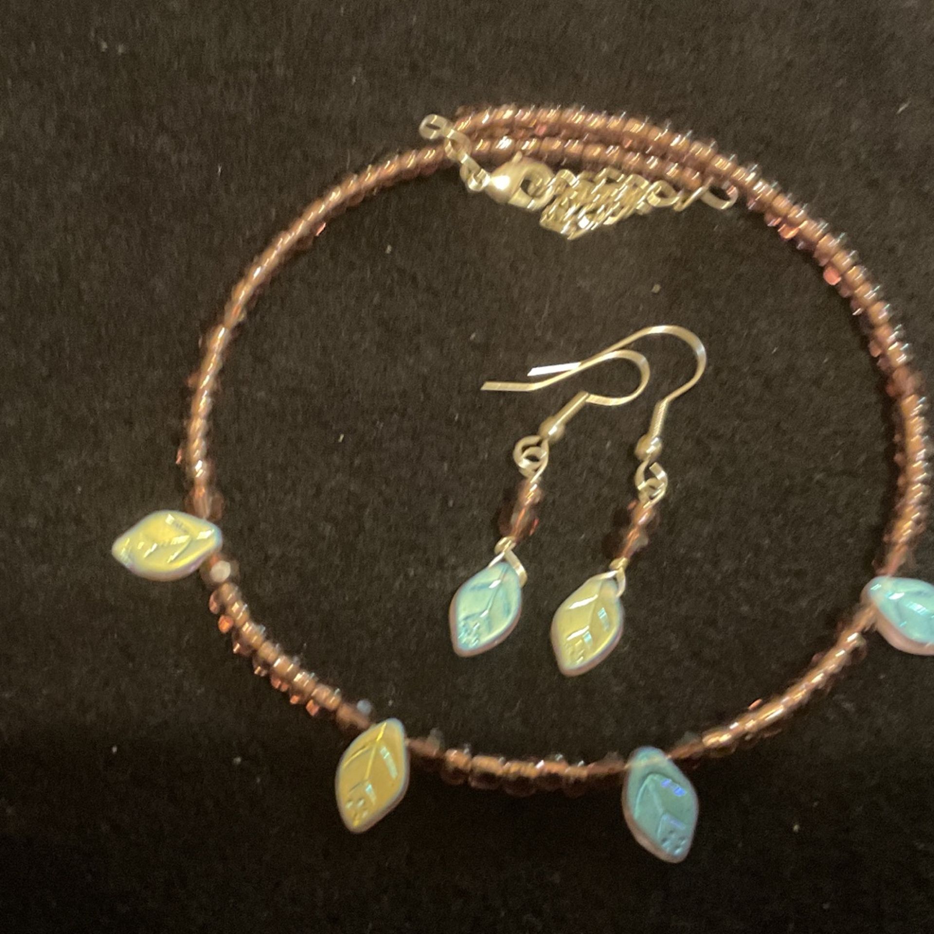 Purple Beaded Choker Set With Ext, And Matching Earrings …