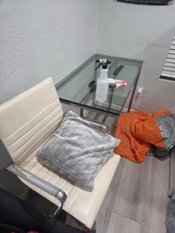 Doll house and glass desk with chair