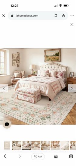 Eliane Washable Vintage Traditional Floral Beige Rug