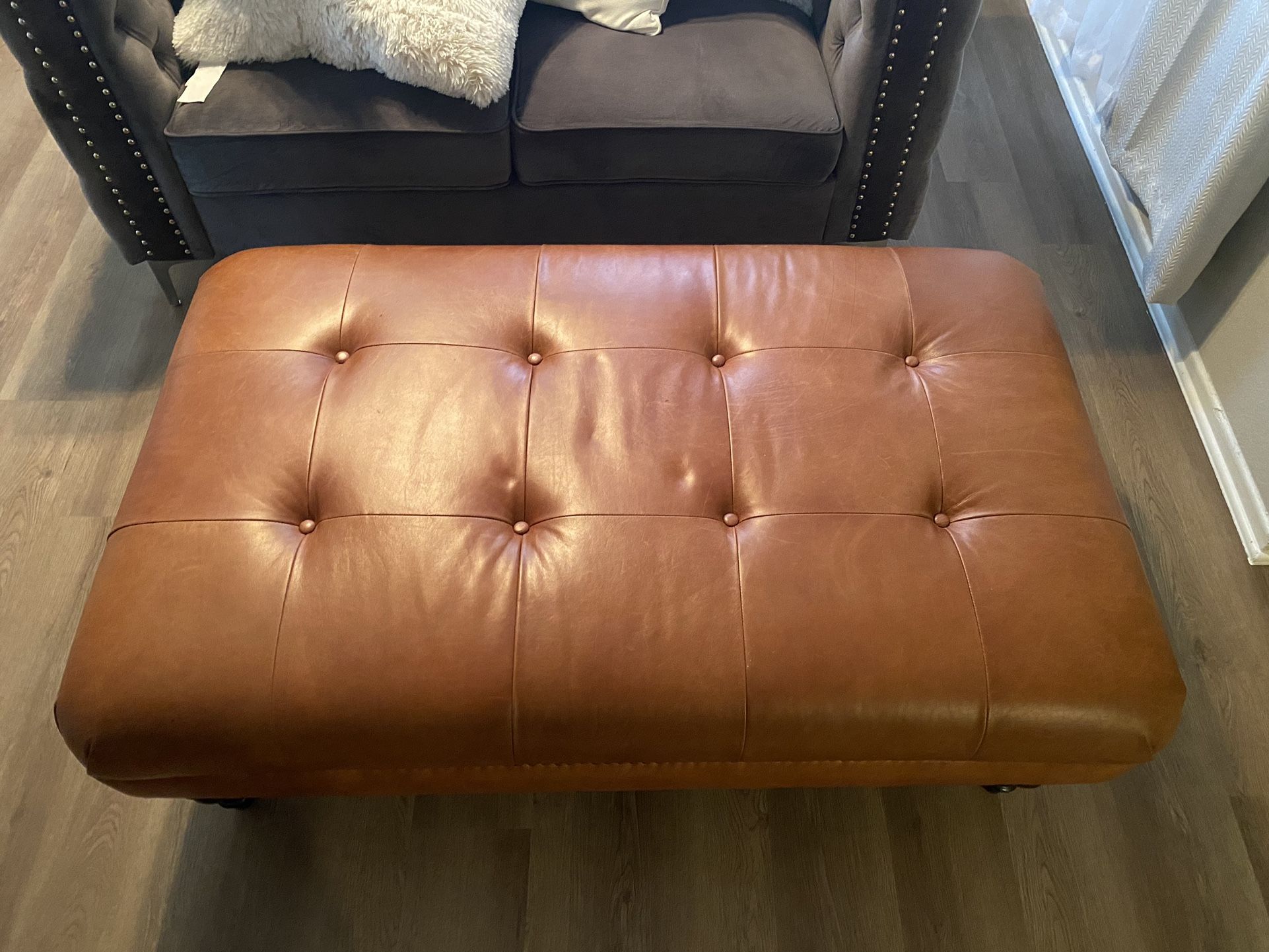 Pottery Barn Leather Bench