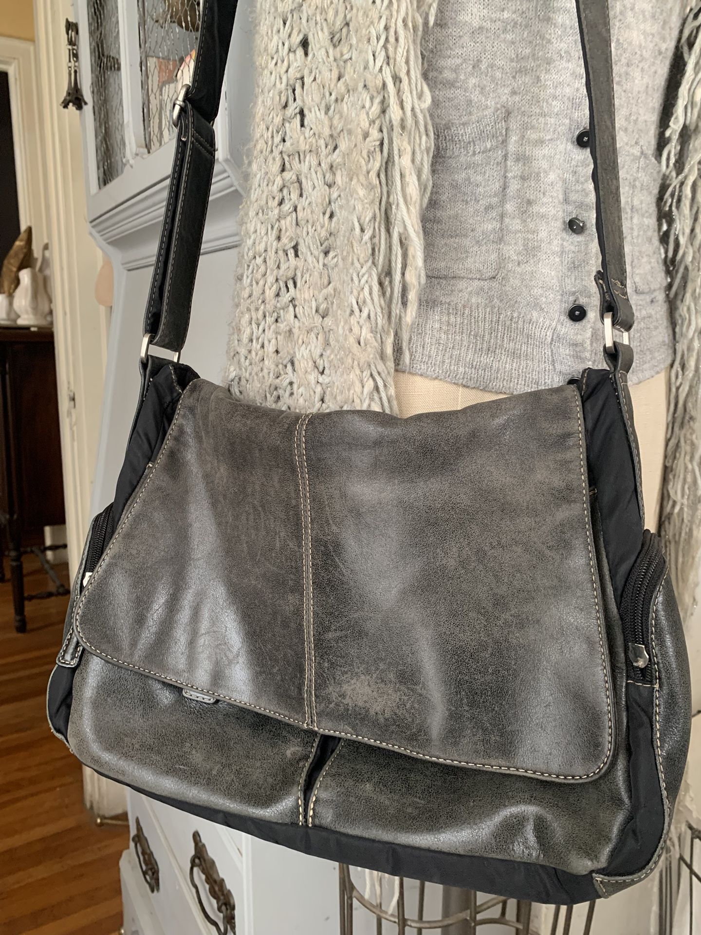 Fossil Messenger Crossbody Bag Grey Black