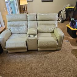 Off White real leather double recliner 