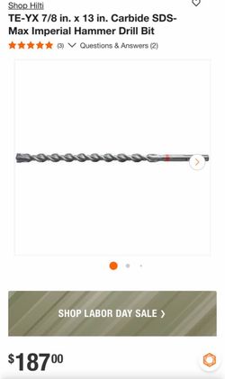 Hilti TE-YX 7/8 in. x 13 in. Carbide SDS-Max Hammer Drill Bit