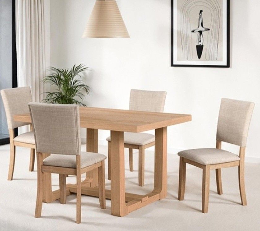 Brand New Natural Tone 5pc Dining Table Set 