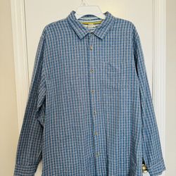 Carbon 2 Cobalt Men's Plaid Blue textured Long Sleeve Button Up Shirt Size XL