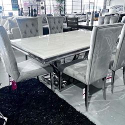 7PC Gray Dining Table Set
