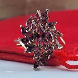 14K Yellow Gold Pink Tourmaline Floral Ring Size 5.75 - Solid Gold!/ Anillo de Oro con Turmalinas Rosadas! 👌🎁Post Tags: Anillo de Oro
