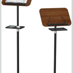 Snughome Floor Book Stand with Removable Tray, Wood Standing Book Stand for Reading, Height Adjustment 21"-51", Music Stand Cookbook Stand Textbook St