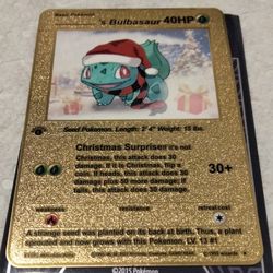 Gold Christmas Bulbasaur Card!