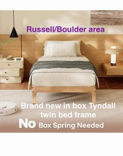 New in box Tyndall Bed Frame Twin Size, 12 Inch Natural Finish Solid Wood Platform. Russell/Boulder area