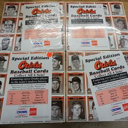 Baltimore Orioles 1991 Special Edition Crown Baseball Cards-complete set of 4. NEW. IN PLASTIC. SET OF 4.