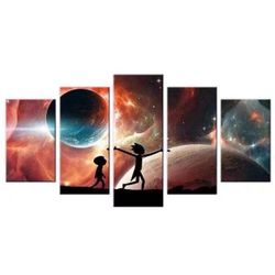 Large Modern Wall Art Canvas Print Decor Large 5 Piece Abstract Purple Fantasy Landscape Picture Framed Artwork Ready to Hang for Living Room Home  Wa