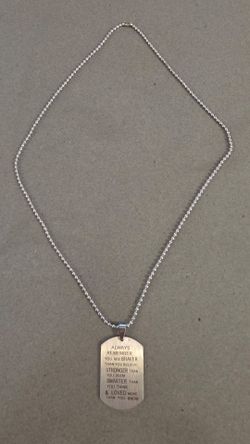 "Always Remember You Are Braver Than You Believe..." Dog Tag Pendant on 24" Chain