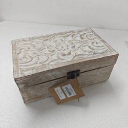 Keepsake Box Trinket Jewelry Carved Wood Chest