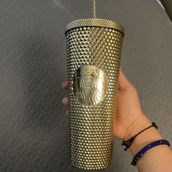 Starbucks Gold Studded Tumbler 2022 Fall Winter Holiday Bling (24 oz - Venti)