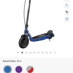 Razor Black Label E100 Electric Scooter – Blue, up to 10 mph, 8" Pneumatic Front Tire, for Kids Ages 8+
