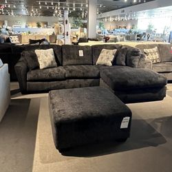 Grey 2pc Chaise Sectional Couch