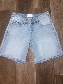Hollister Co. blue denim shorts with anchor embroidery