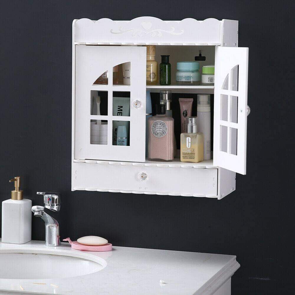 Wall Mount Home Bathroom/Kitchen Cupboard w/Door Storage Shelf