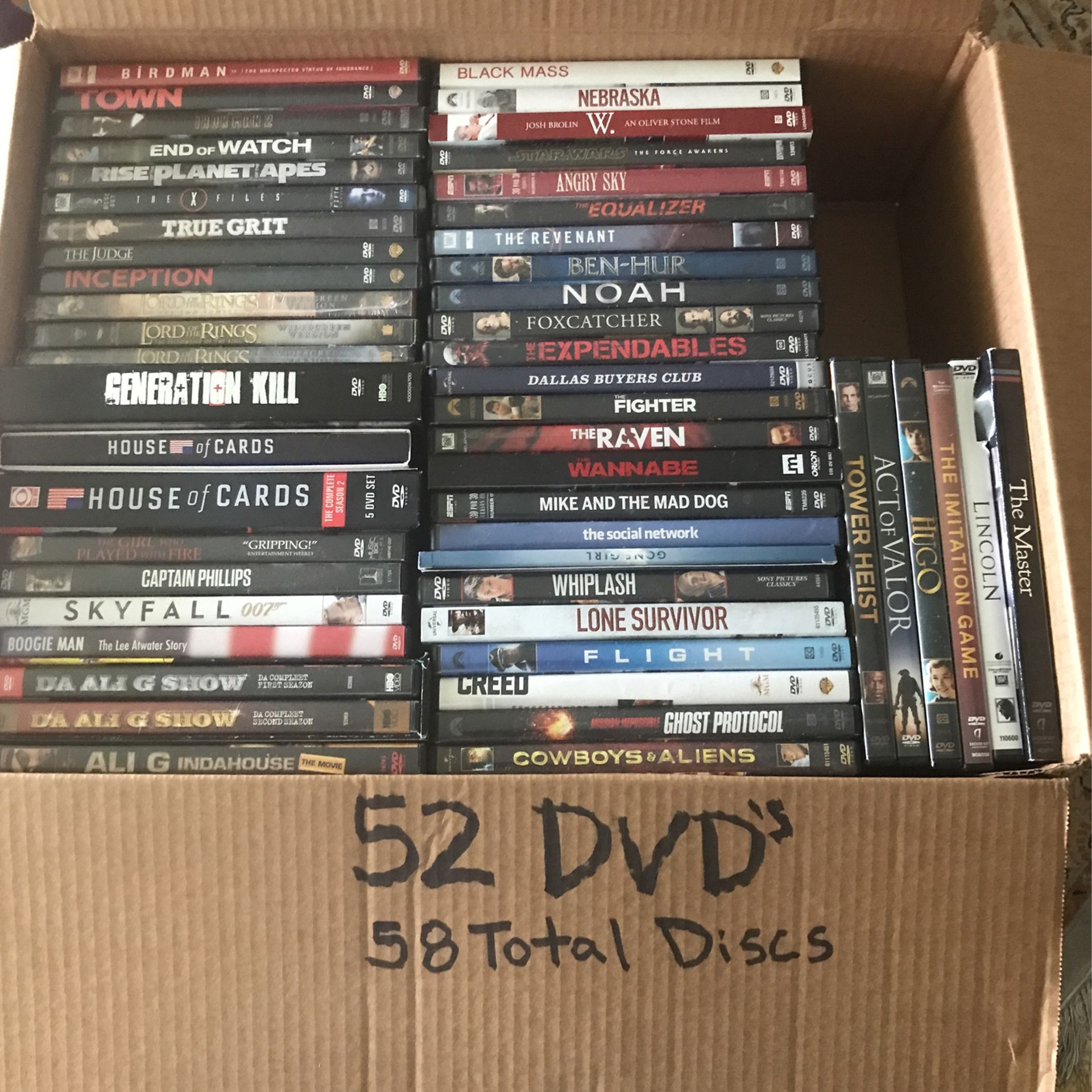 52 Previously Watched DVD’s/ 58 Total Discs
