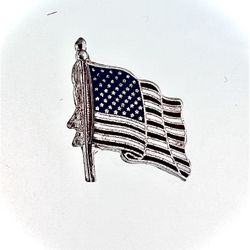 Sterling Silver Enameled USA Flag  Brooch/Pin