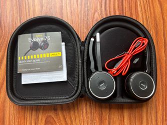 Jabra Evolve 75 Wireless Bluetooth Headset HSC040W with Dongle Case&USB