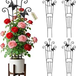 4 Pack Plant Trellis for Climbing Plants Indoor Outdoor, 33 Inch Expandable Metal Trellis for Potted Plants,Flowers Vine Ivy,Sturdy Climbing Plant Sup
