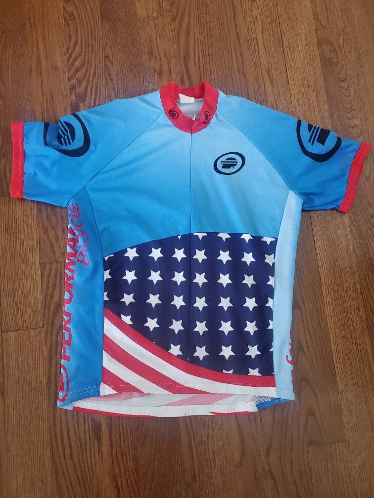 Mens Performance 3/4 Zip USA Flag Stars & Stripes Cycling Jersey performance bicycle size large