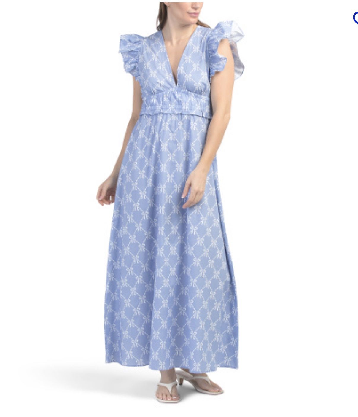 SAIL TO SABLE Flutter Sleeve Bow Printed Maxi Dress size M