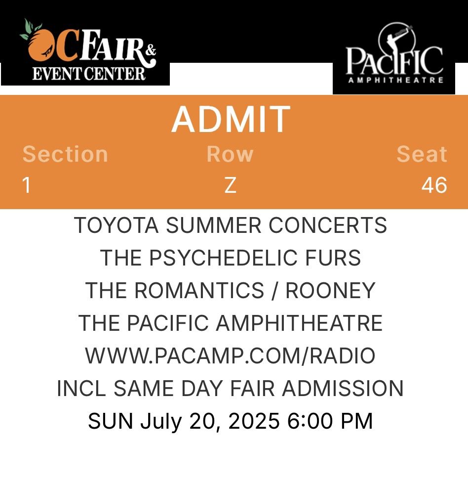 Pacific Amphitheatre: The Psychedelic Furs