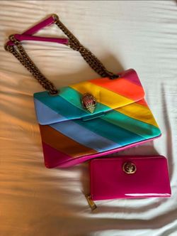Vibrant Striped Purse + Hot Pink Wallet – Great Conditionm By Kurt Geiger