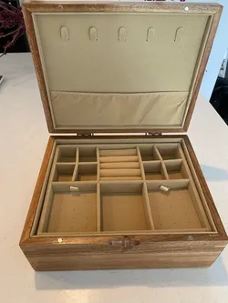 Acacia Wood Jewelry Box Organizer New