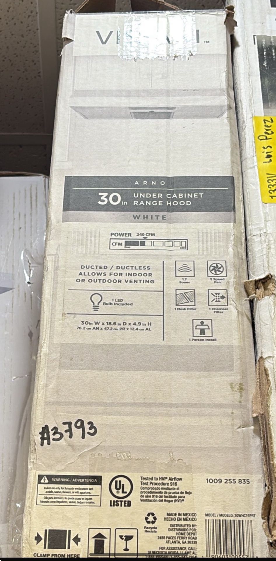 Vissani Arno 30 in. 240 CFM Convertible Under Cabinet Range Hood in White with Lighting and Charcoal Filter