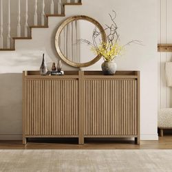 Set of 2,Shoe Cabinet for Entryway, Fluted 6-Tier Shoe Storage Cabinet 24-Pair Shoes Organizer with Doors & Adjustable Shelves, Shoes Rack Entrance St
