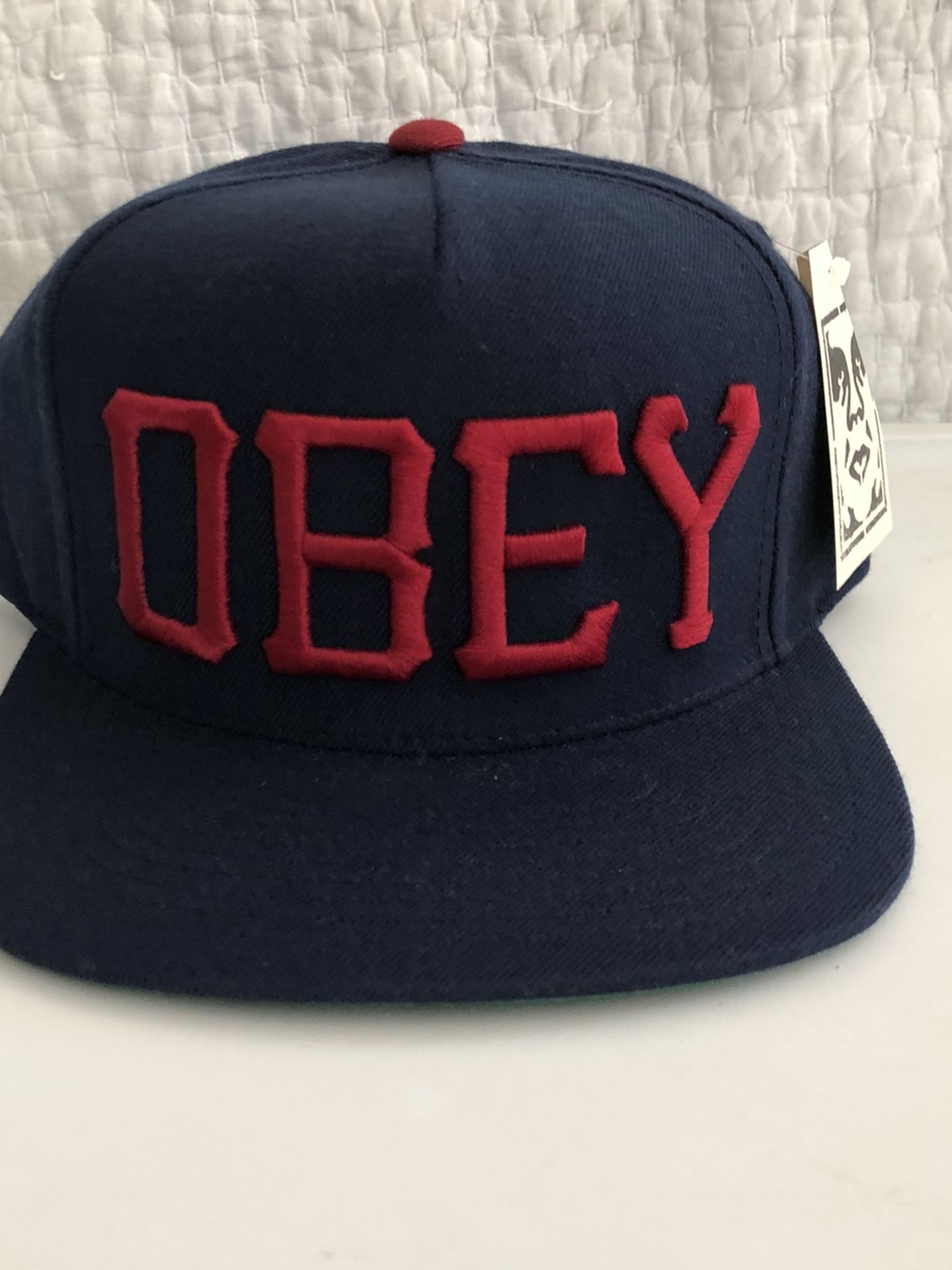 OBEY Snapback Hat - Blue/Red - NEW