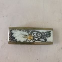 Money Clip , Native American Ivory And Brass 