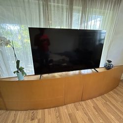 Modern 3-Piece TV Stand Media Cabinet – Curved Wood Console