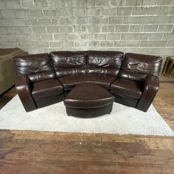 U Curved Brown Leather Sectional Couch “WE DELIVER”