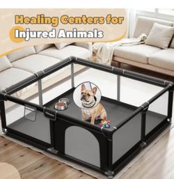 50×50×26 Inches Puppy Playpen with Gate, Dog Playpen for Puppies or Small Dogs, Sturdy Safety Dog Fence Pet Playpen with Thickened Fabric, High-Streng