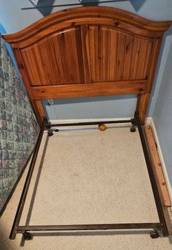 Solid Wood Headboard, Frame, Mattress and Box Spring