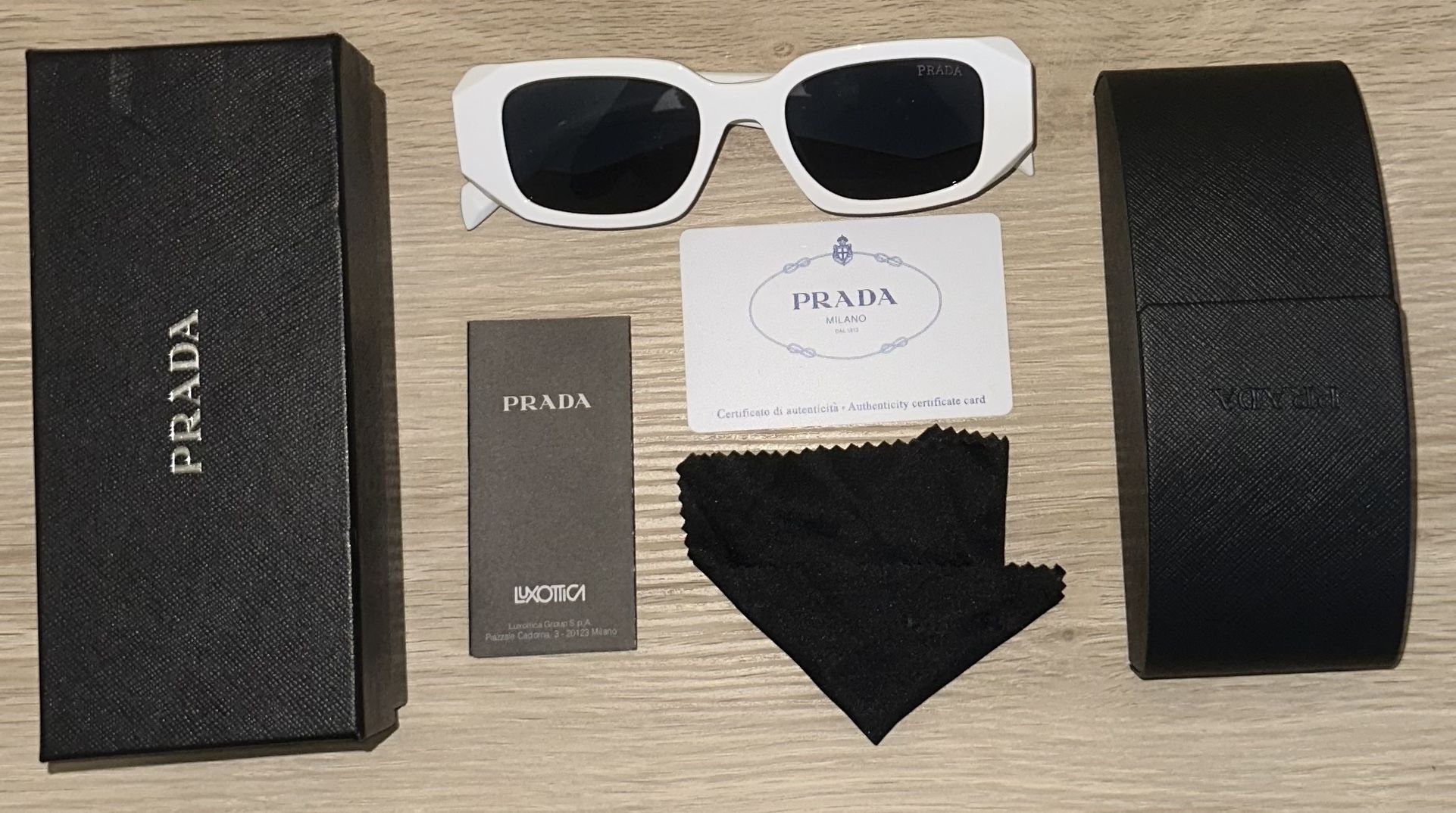 PRADA White Rectangle Sunglasses