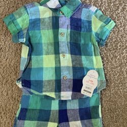 Green and Blue Plaid 2 Piece Set from Garanimals in 3-6M